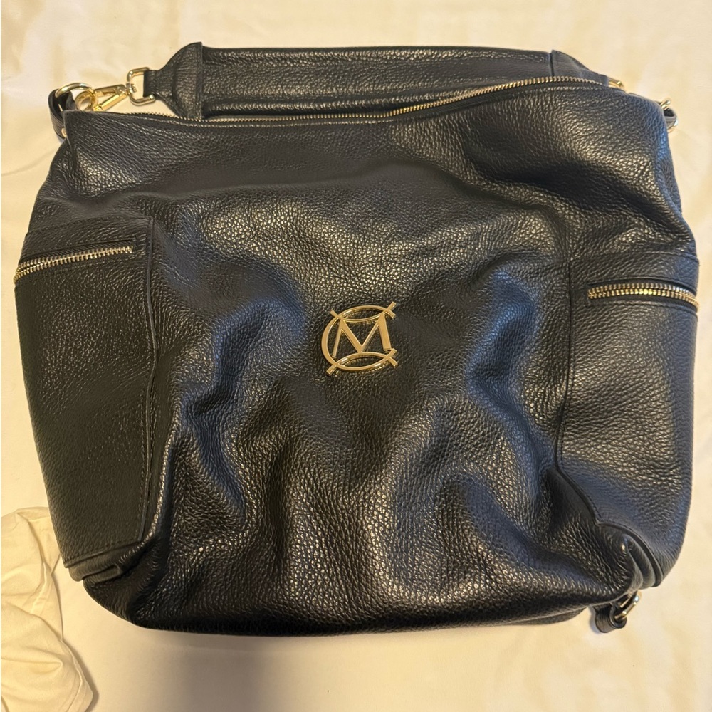 Massimo Dutti Black Leather Shoulder Bag